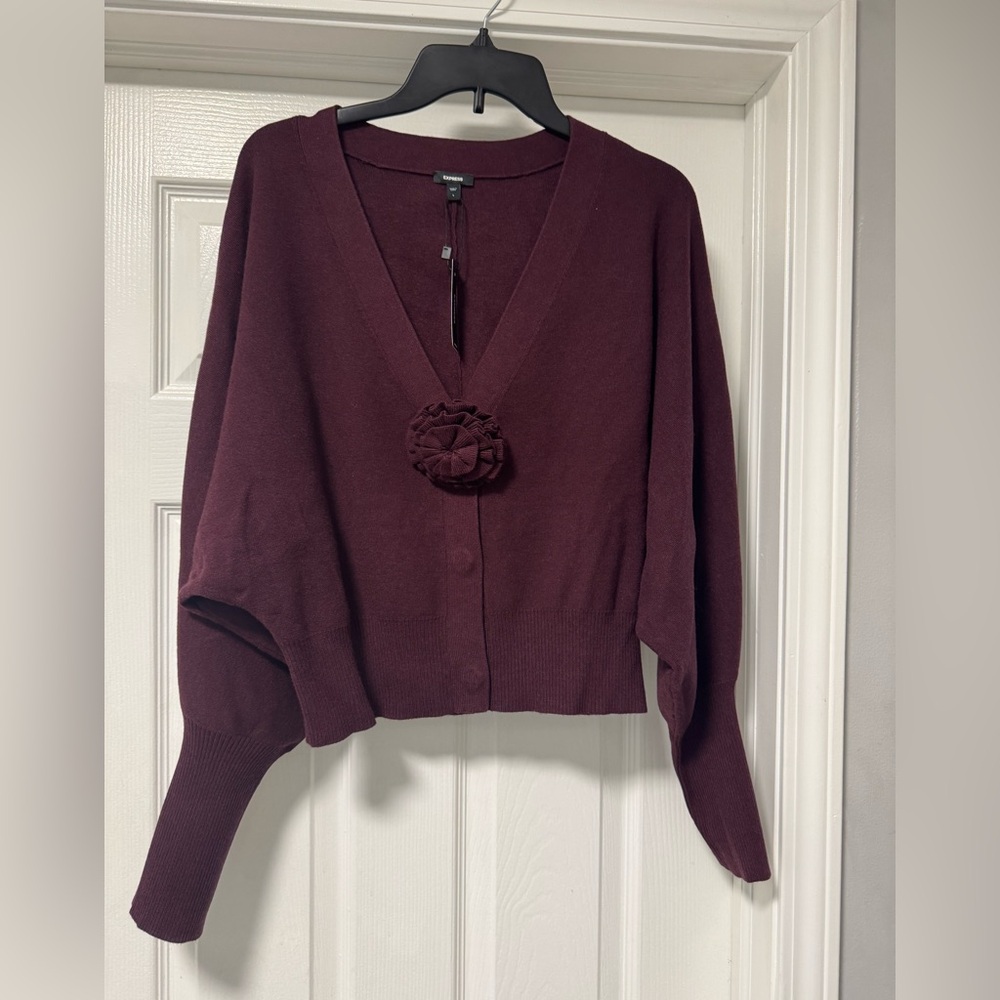 Express Burgundy Sweater Cardigan, New, size L